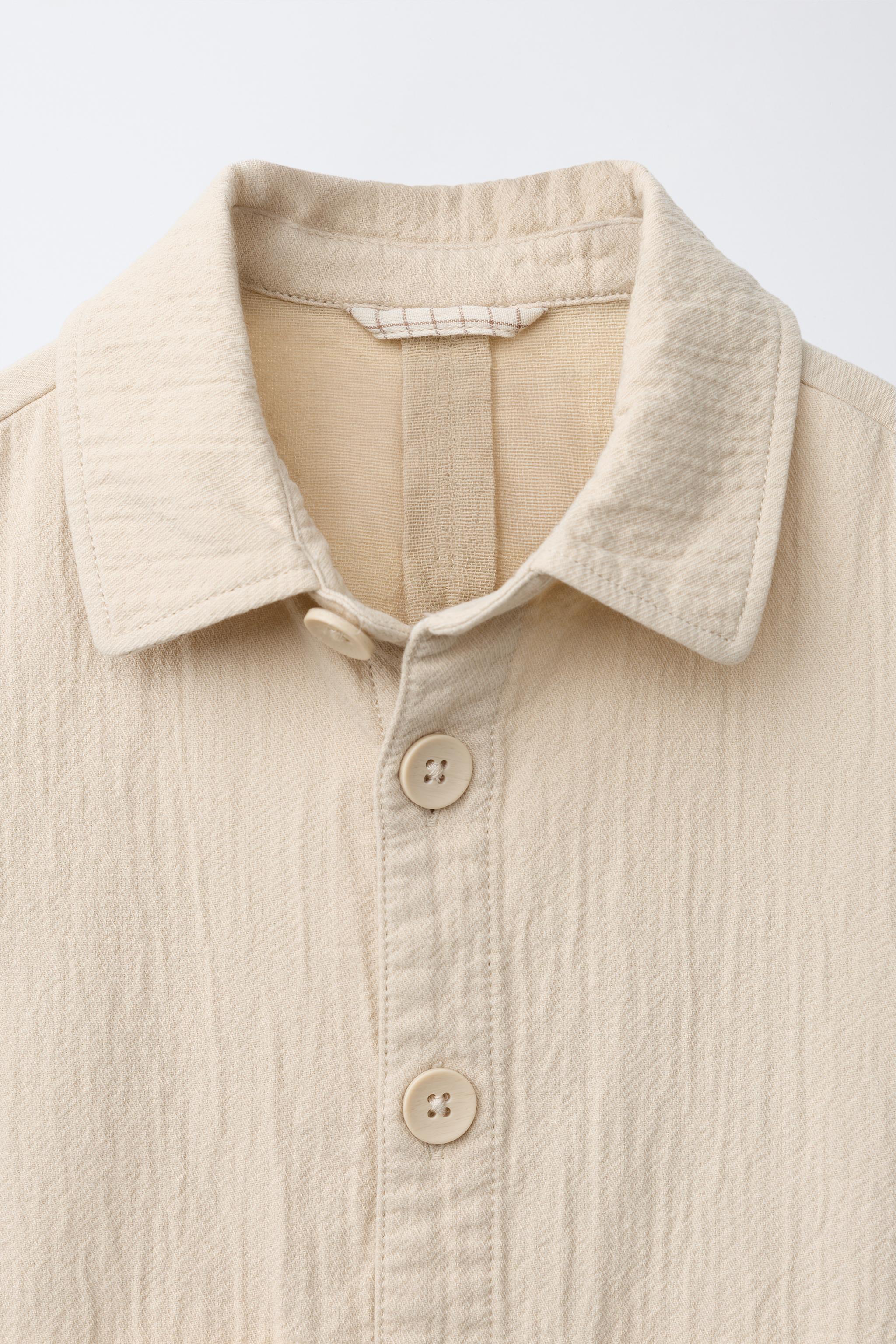 TEXTURED COTTON LINEN OVERSHIRT